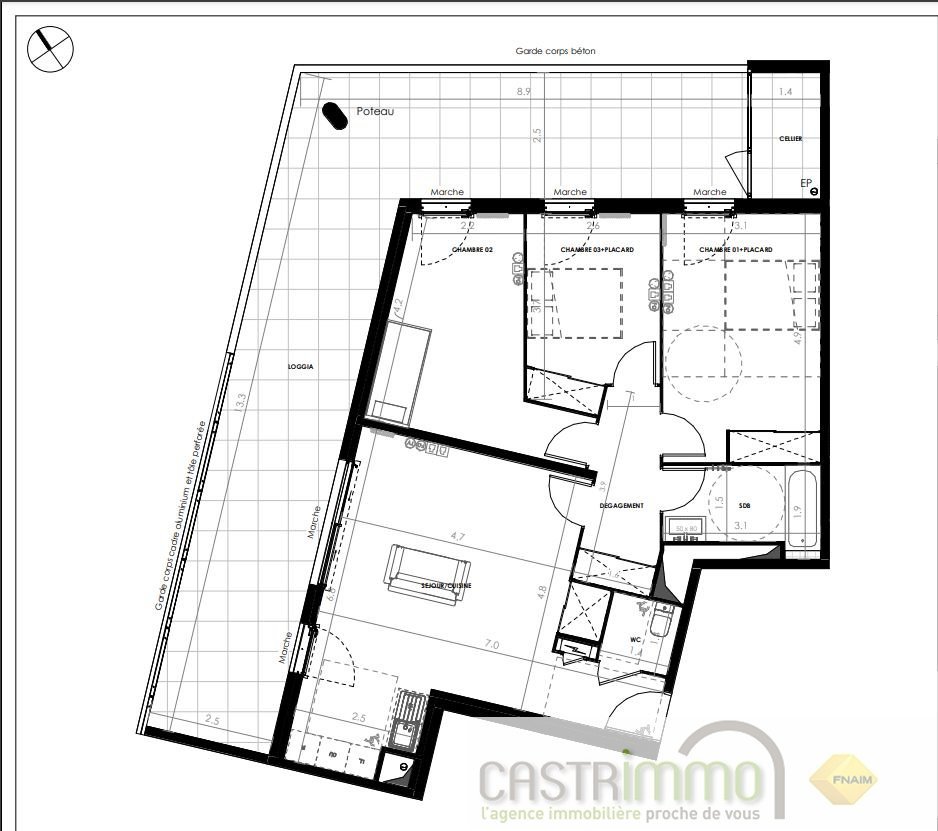 Appartement 4 pièces 82 m² Castries