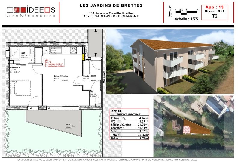 Appartement 2 pièces 42 m² Saint-Pierre-du-Mont