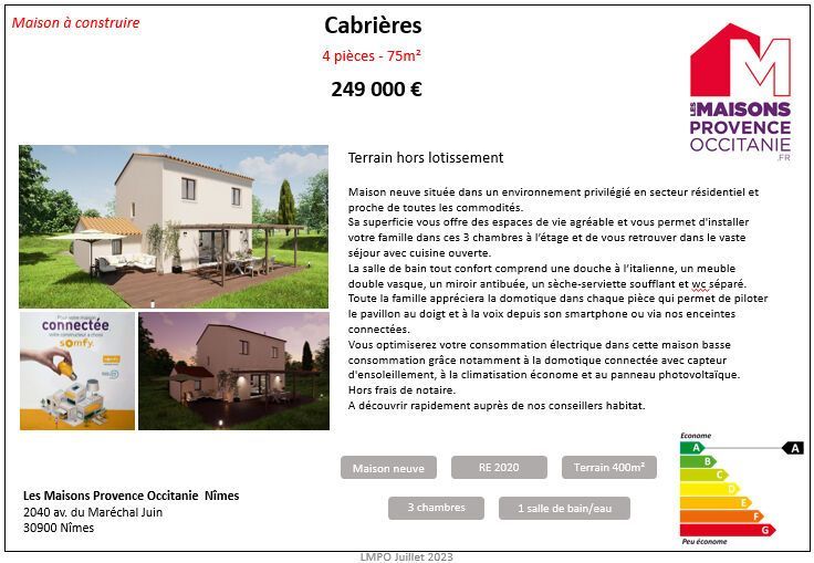 Maison 4 pièces 75 m² Cabrières