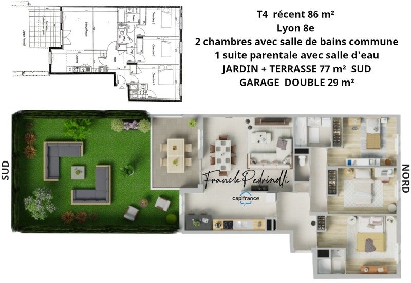 Appartement 4 pièces 86 m² lyon 7eme