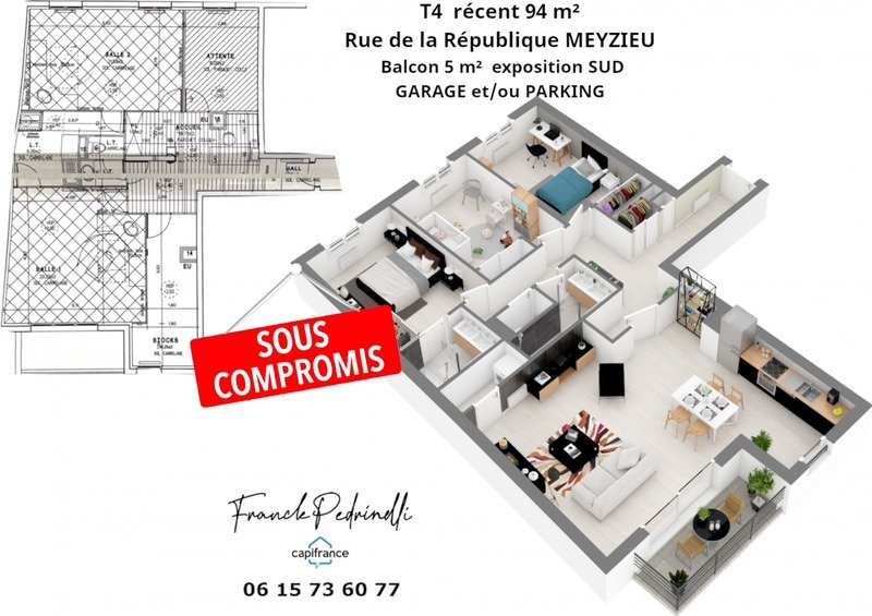 Appartement 4 pièces 94 m² Meyzieu
