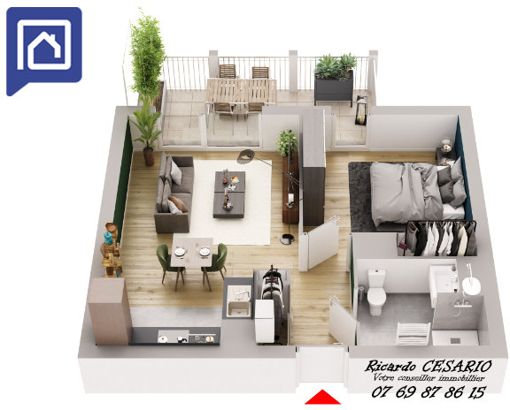 Appartement 2 pièces 45 m² Concarneau