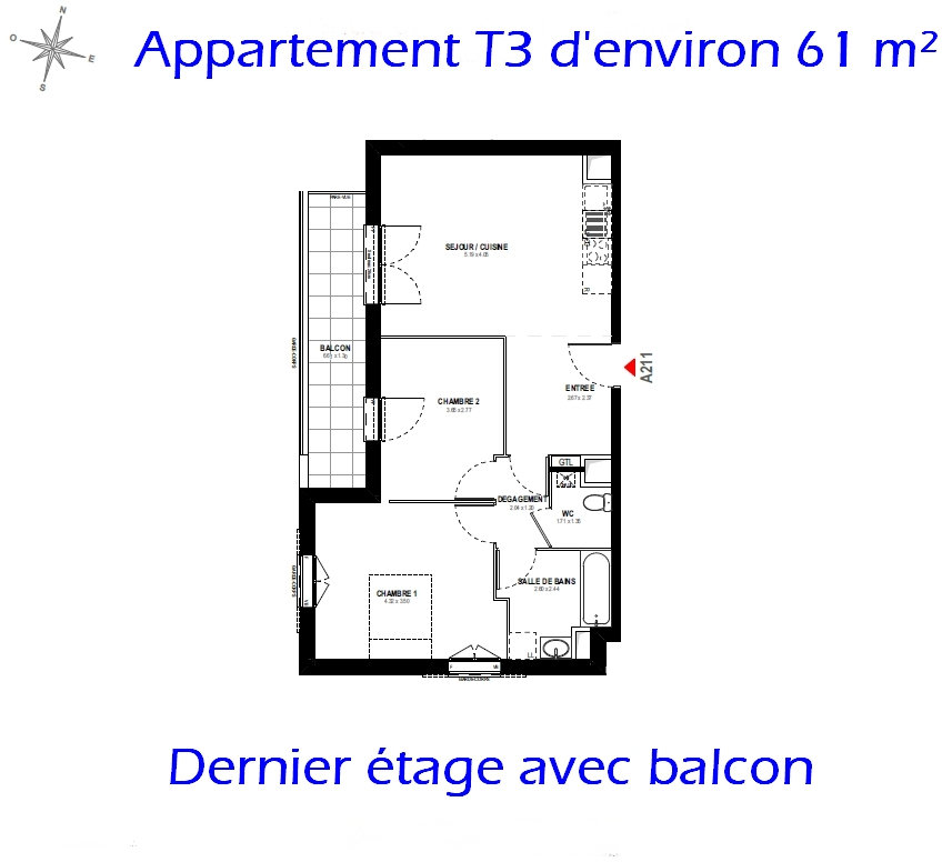 Appartement 3 pièces 61 m² Auray