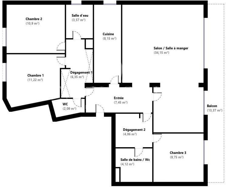 Appartement a louer courbevoie - 5 pièce(s) - 102 m2 - Surfyn