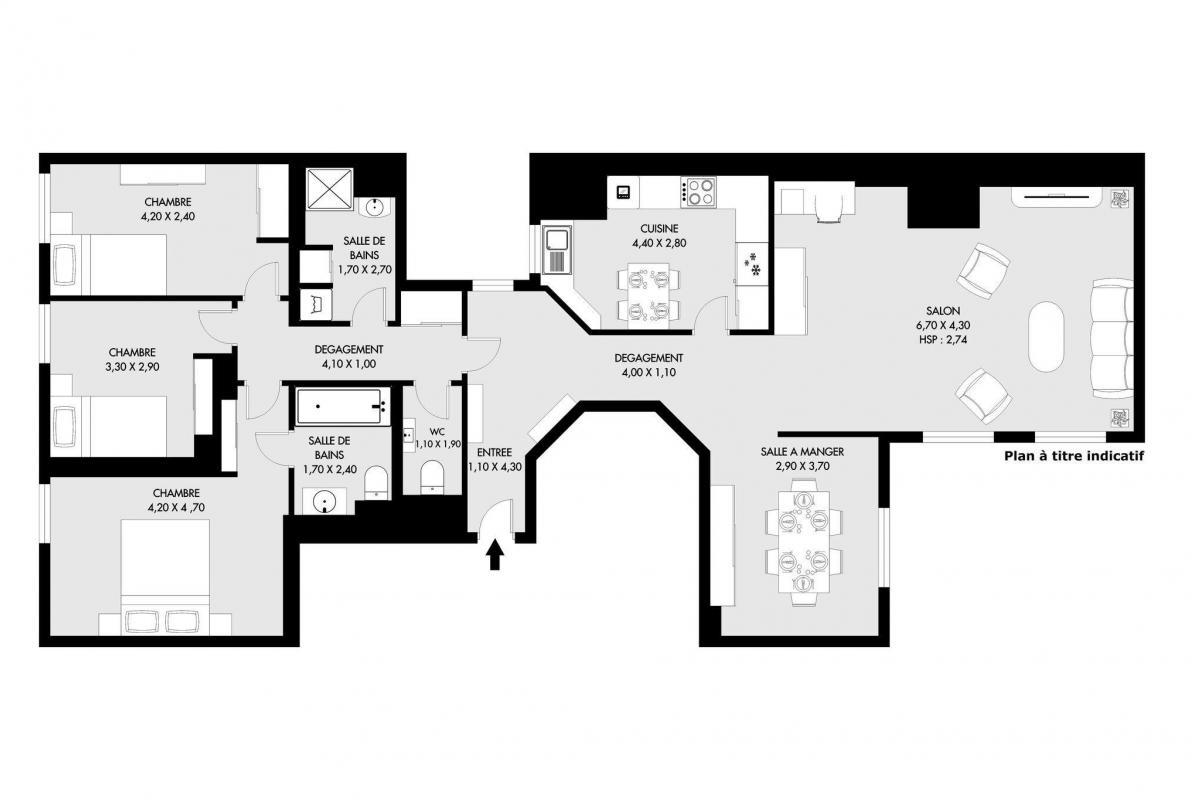 Appartement a vendre  - 4 pièce(s) - 105 m2 - Surfyn