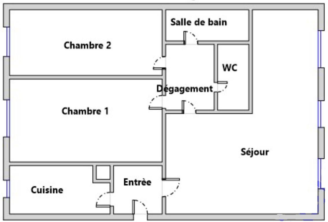 Appartement 3 pièces 65 m² Paris 19ème