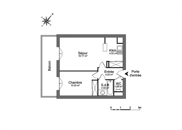 Appartement a louer herblay - 2 pièce(s) - 37 m2 - Surfyn