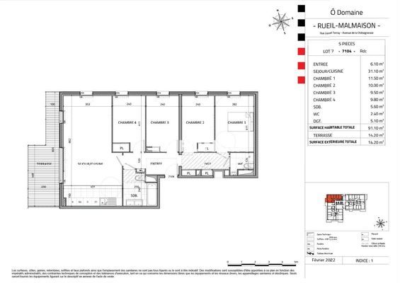 Appartement a louer rueil-malmaison - 4 pièce(s) - 80 m2 - Surfyn