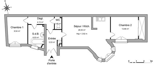 Appartement a louer  - 3 pièce(s) - 68.9 m2 - Surfyn