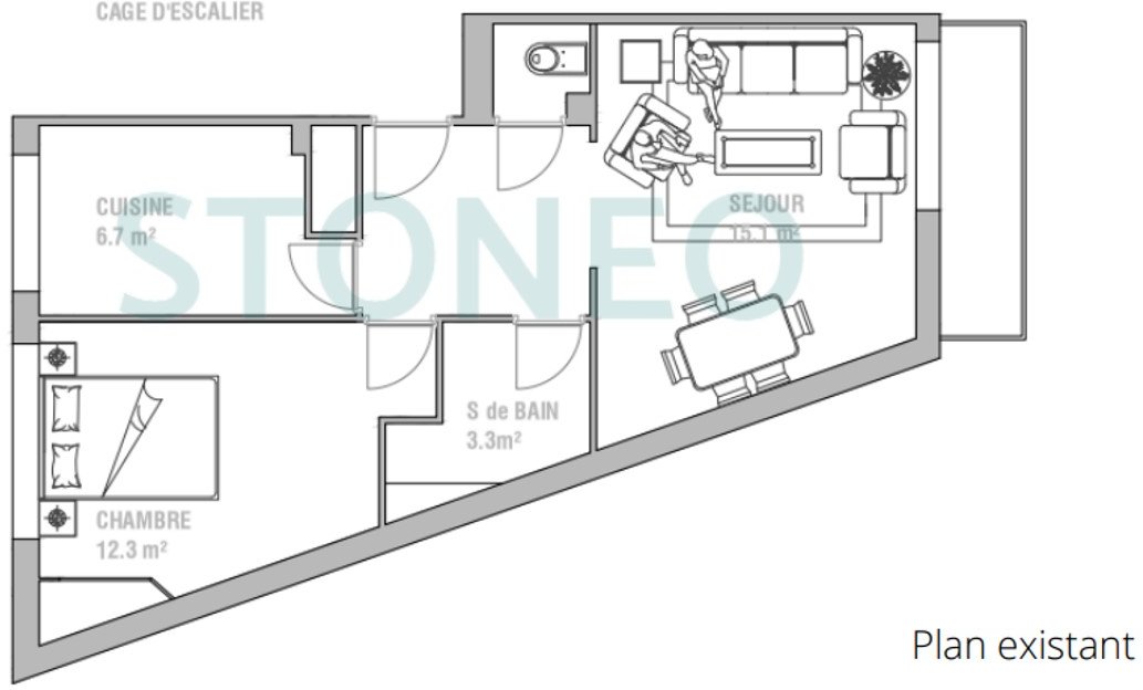 Appartement a louer paris-14e-arrondissement - 2 pièce(s) - 44 m2 - Surfyn