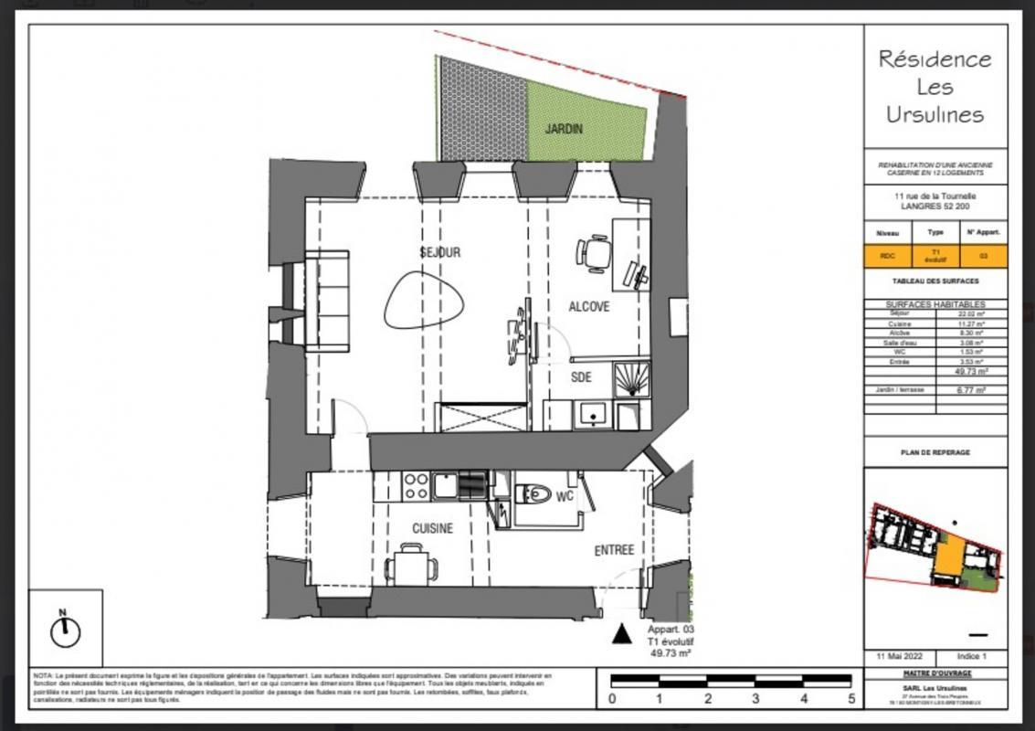 Appartement 1 pièce 49 m² Langres