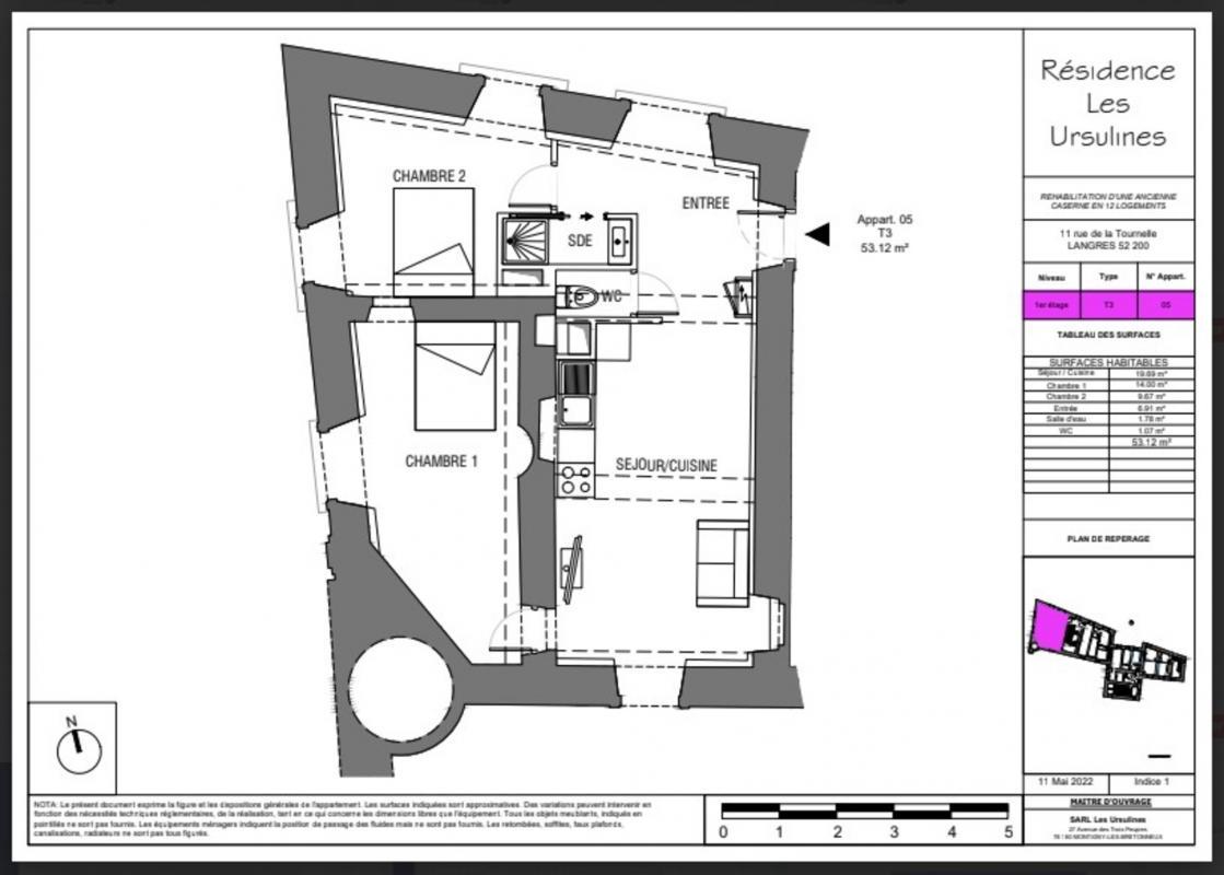 Appartement 3 pièces 53 m² Langres