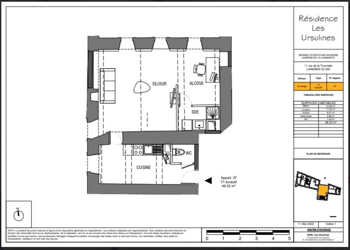 Appartement 1 pièce 48 m² Langres