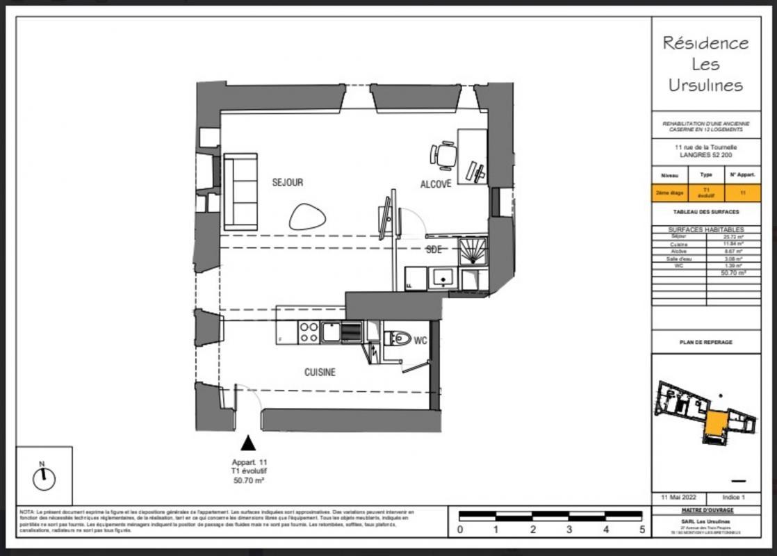 Appartement 1 pièce 50 m² Langres