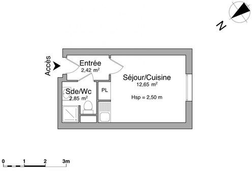Appartement a louer cergy - 1 pièce(s) - 17 m2 - Surfyn