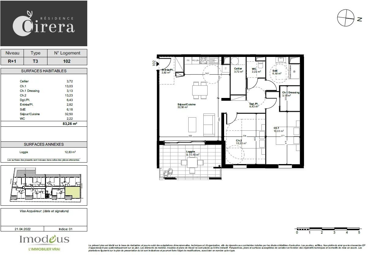 Appartement 3 pièces 83 m²