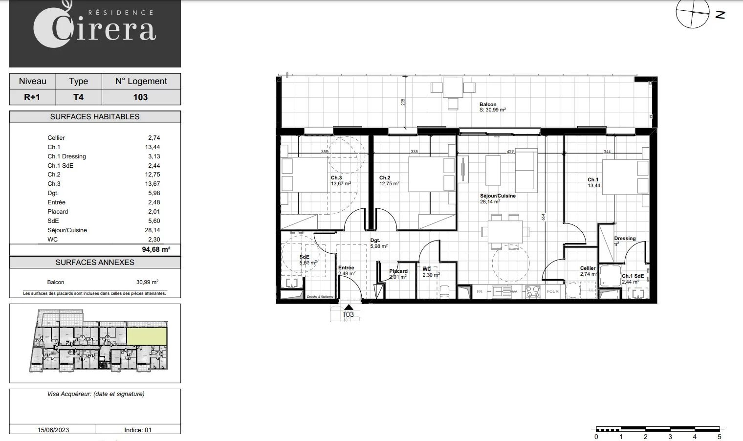 Appartement 4 pièces 95 m² ceret