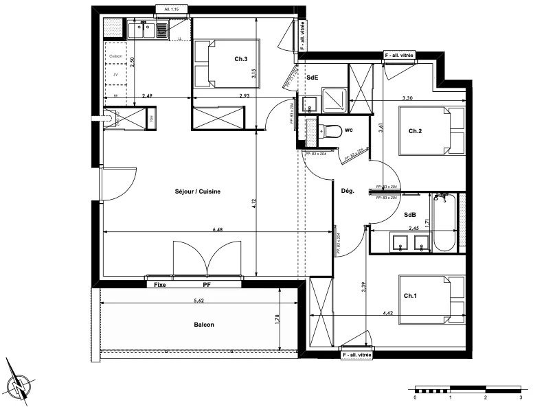 Appartement 4 pièces 74 m² montrabe