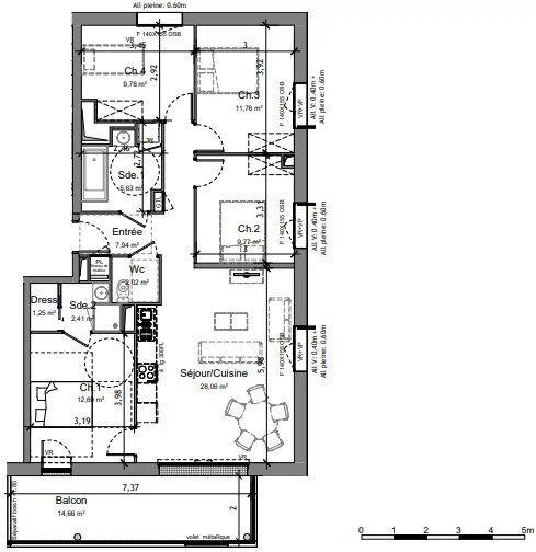 Appartement 5 pièces 91 m² Angers