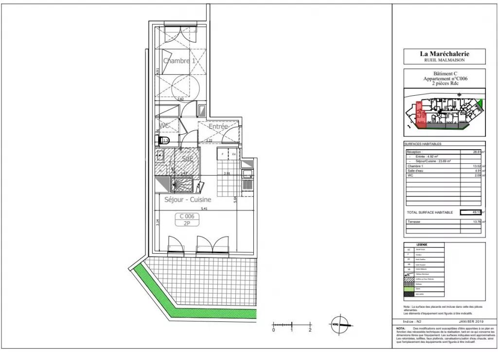 Appartement a louer rueil-malmaison - 2 pièce(s) - 49.9 m2 - Surfyn