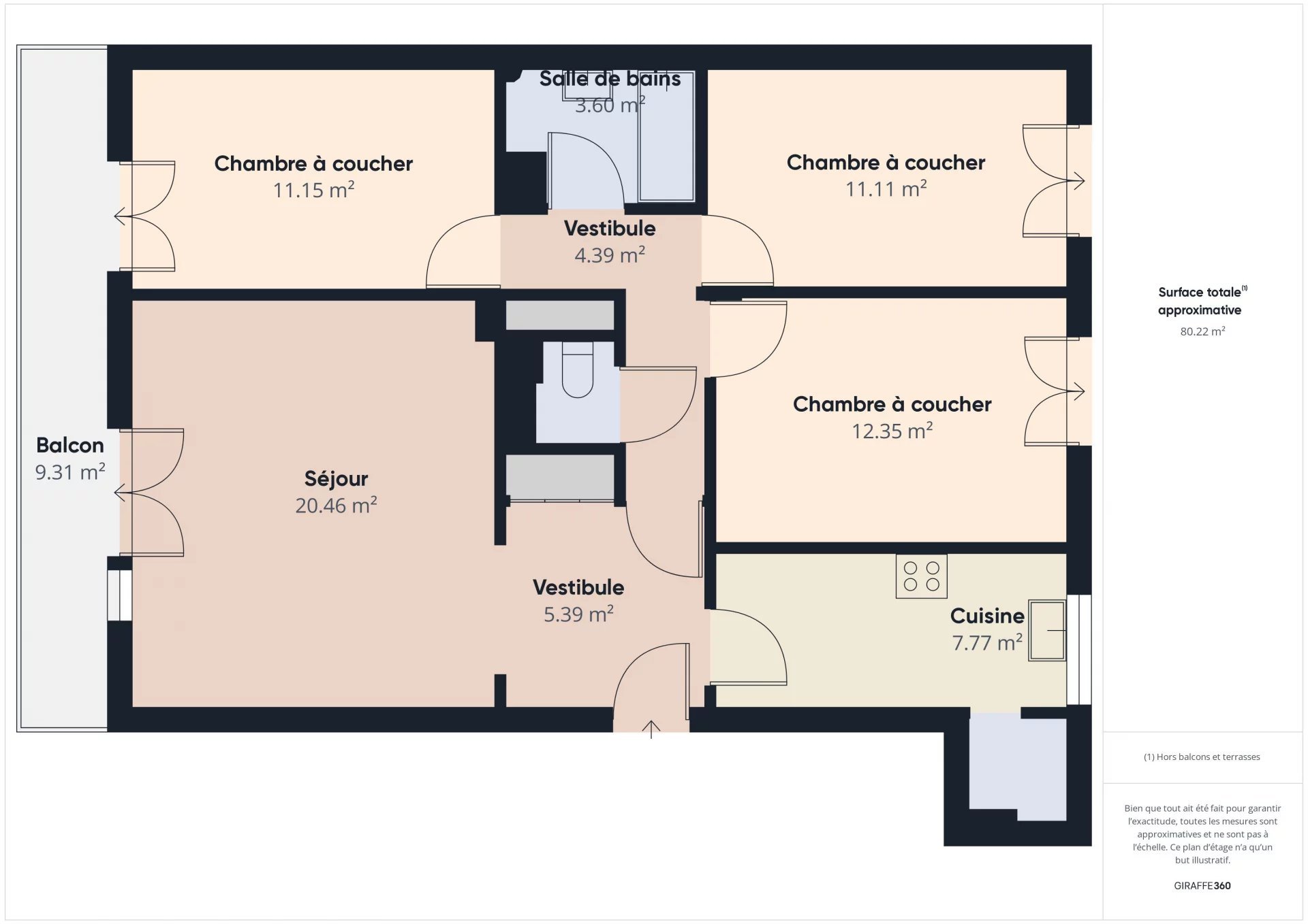 Appartement a vendre  - 4 pièce(s) - 80.66 m2 - Surfyn