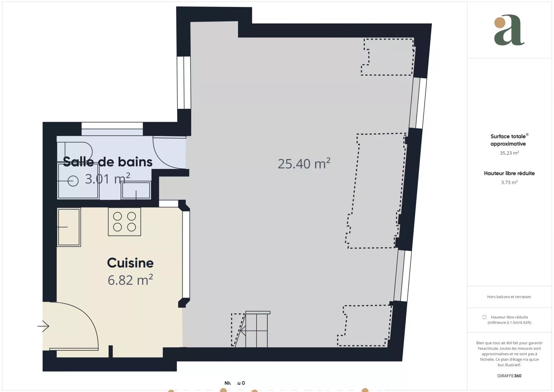 Appartement a vendre  - 1 pièce(s) - 30 m2 - Surfyn