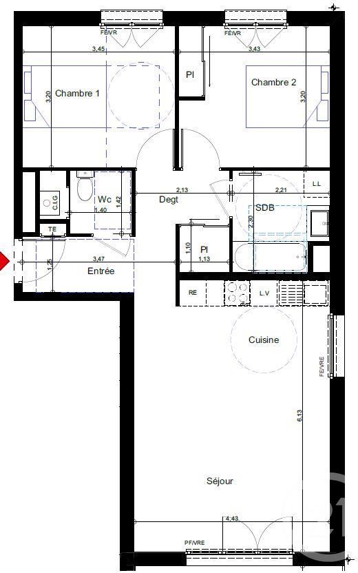 Appartement 3 pièces 65 m² Lyaud