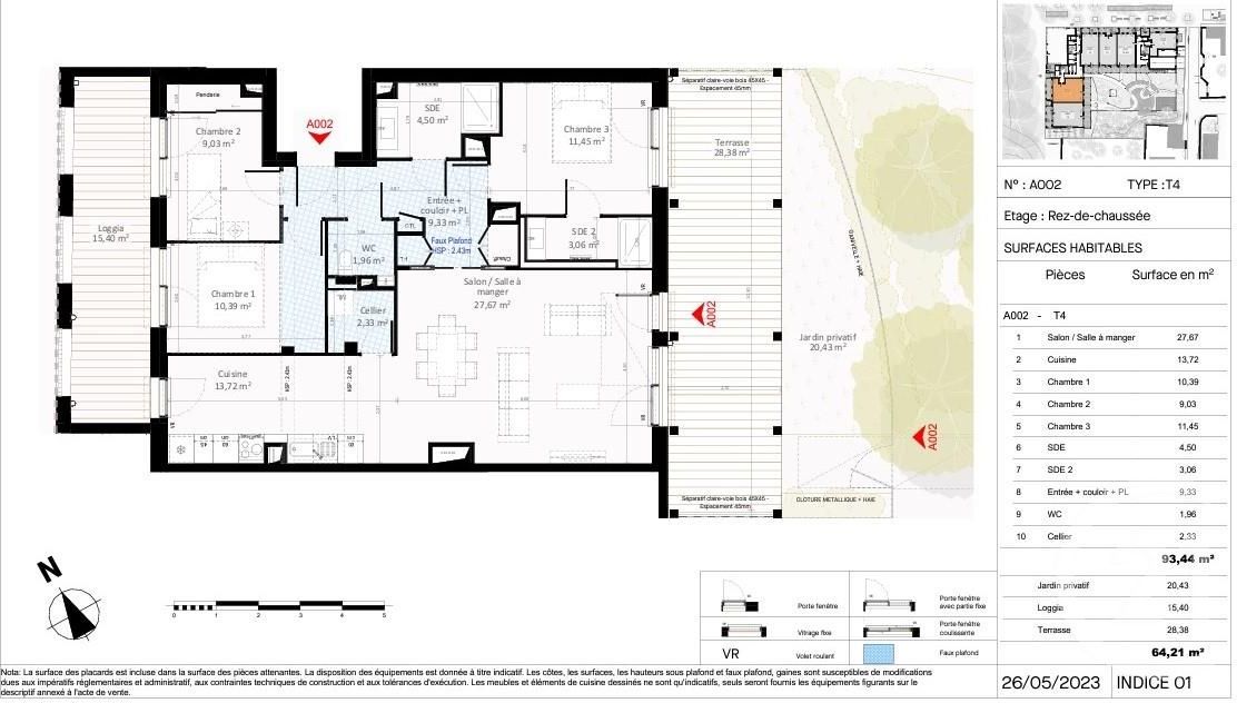 Appartement 4 pièces 93 m² Olivet