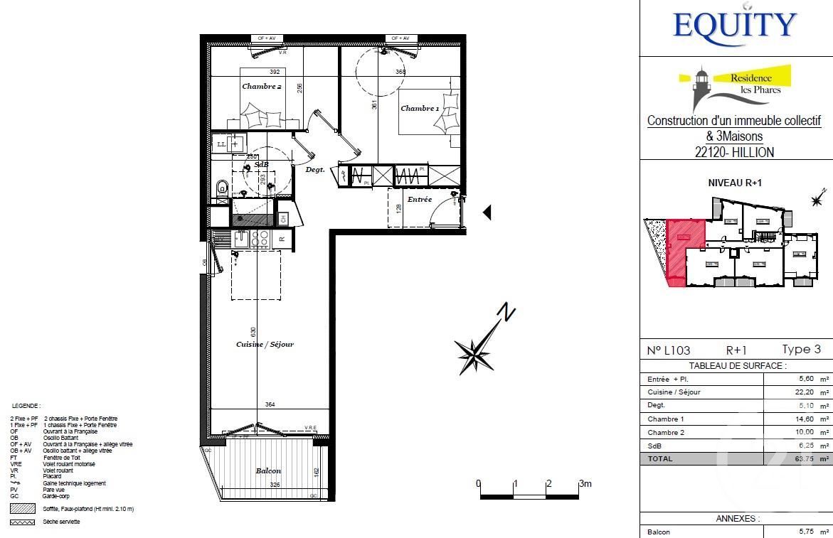 Appartement 3 pièces 64 m² Hillion
