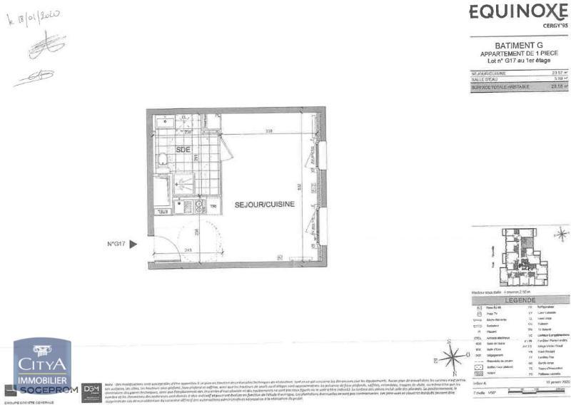 Appartement a louer cergy - 1 pièce(s) - 29.56 m2 - Surfyn