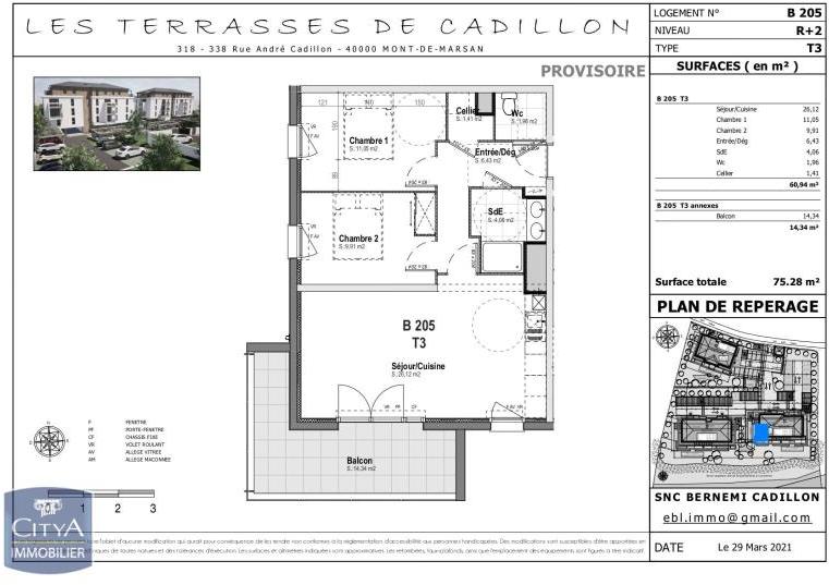 Appartement 3 pièces 61 m² Mont-de-Marsan