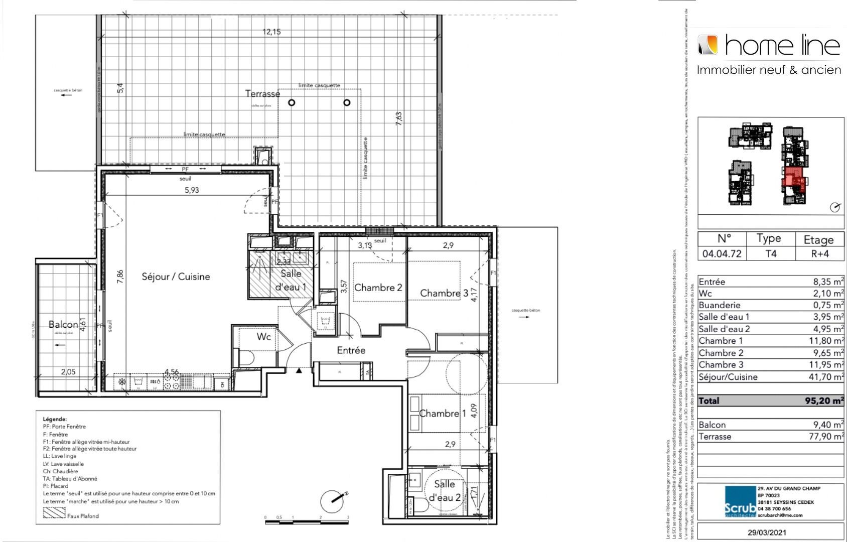 Tous les appartements en dernier étage du Grésivaudan (2 à 5 pièces, 55 à 122 m²)