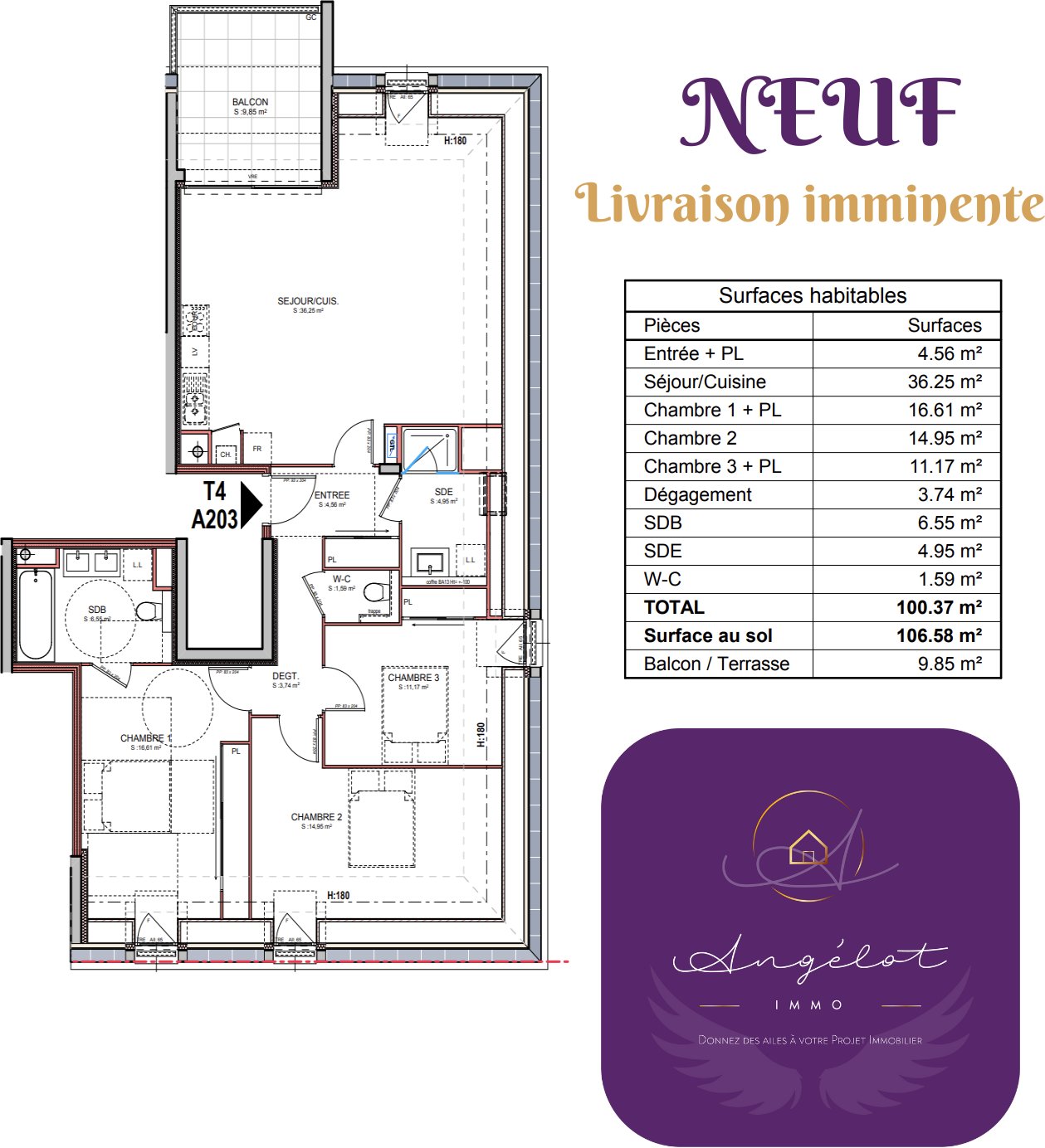 Appartement 4 pièces 106 m²