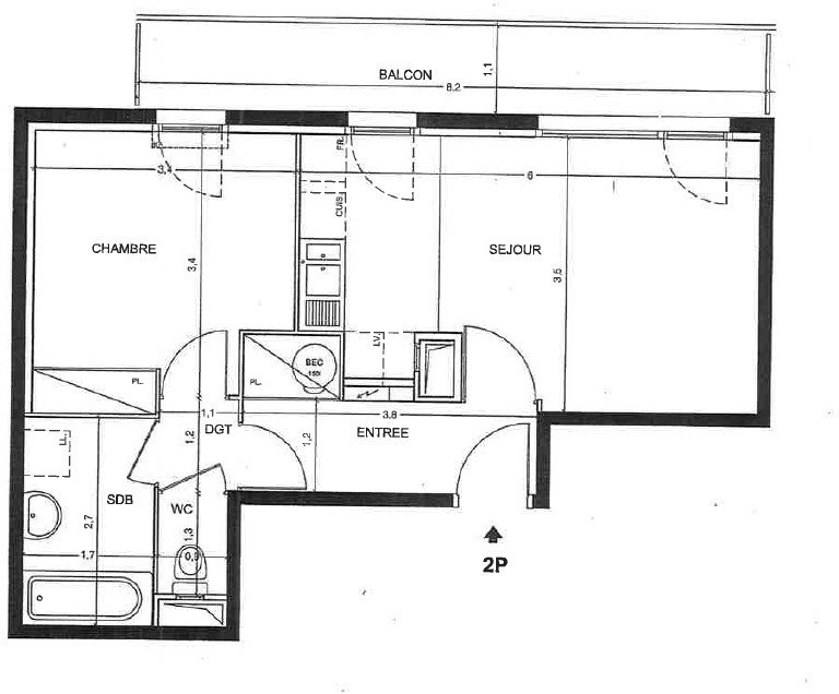 Appartement 2 pièces 44 m² Puiseux-Pontoise