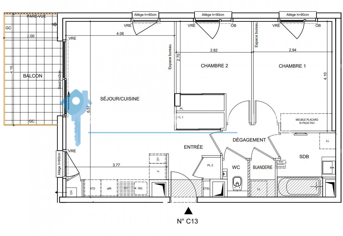 Appartement 3 pièces 62 m² Bernin