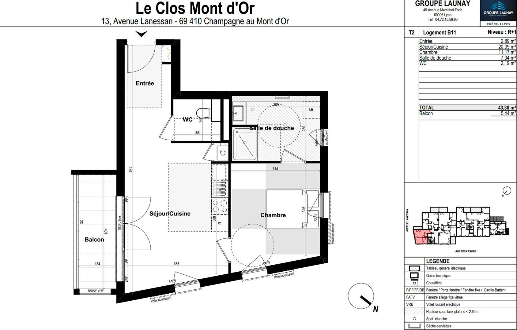 Appartement 2 pièces 43 m² Champagne-au-Mont-d'Or