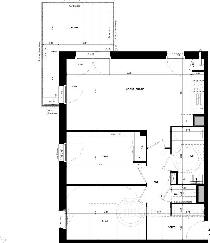 Appartement 3 pièces 66 m² Chantepie