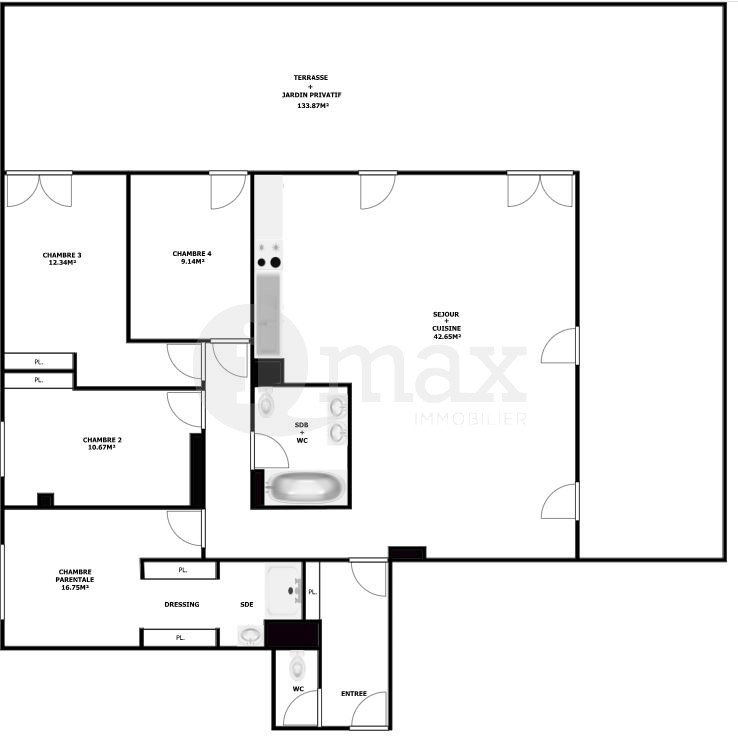 Appartement a louer clichy - 5 pièce(s) - 113 m2 - Surfyn