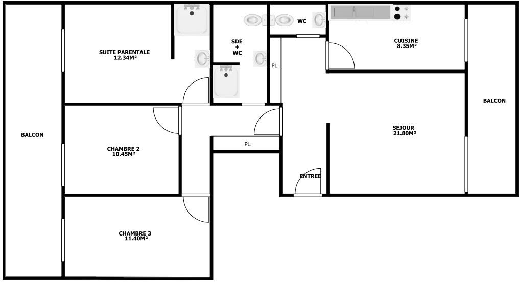 Appartement a louer clichy - 4 pièce(s) - 83 m2 - Surfyn