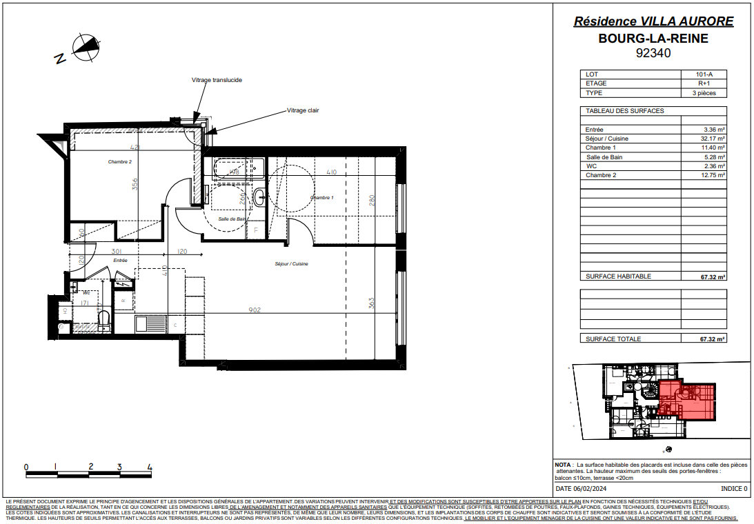 Appartement a vendre  - 3 pièce(s) - 67.32 m2 - Surfyn