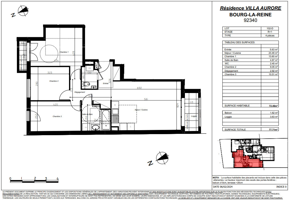 Appartement a vendre  - 4 pièce(s) - 76.84 m2 - Surfyn