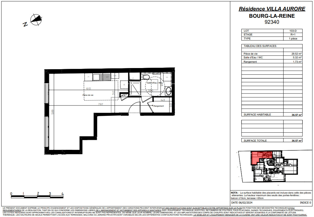Appartement a vendre  - 1 pièce(s) - 36.57 m2 - Surfyn