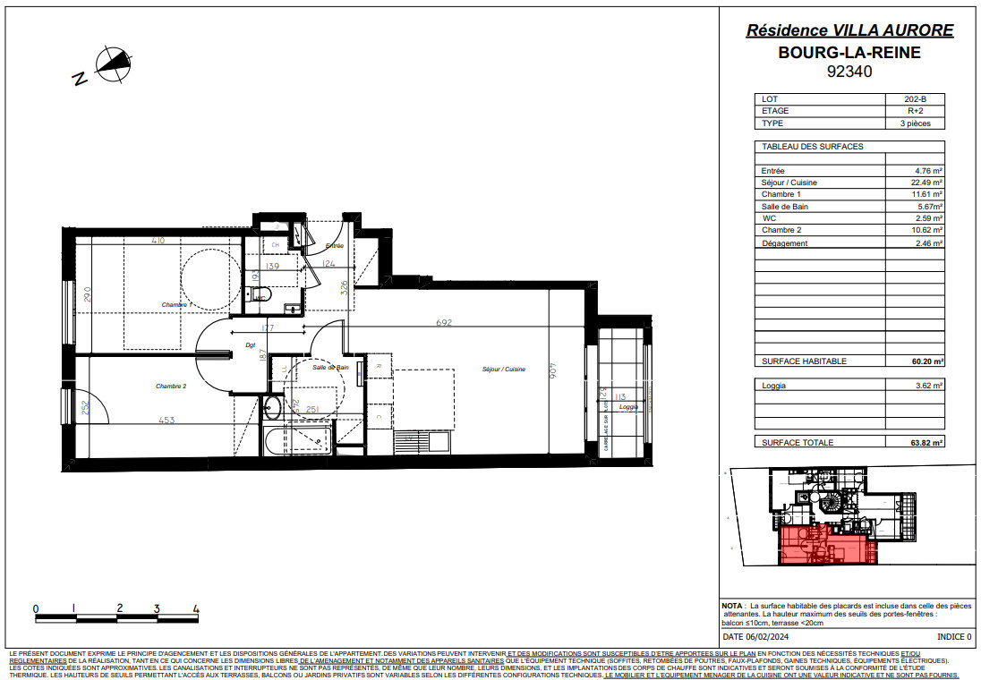 Appartement a vendre  - 3 pièce(s) - 64.58 m2 - Surfyn