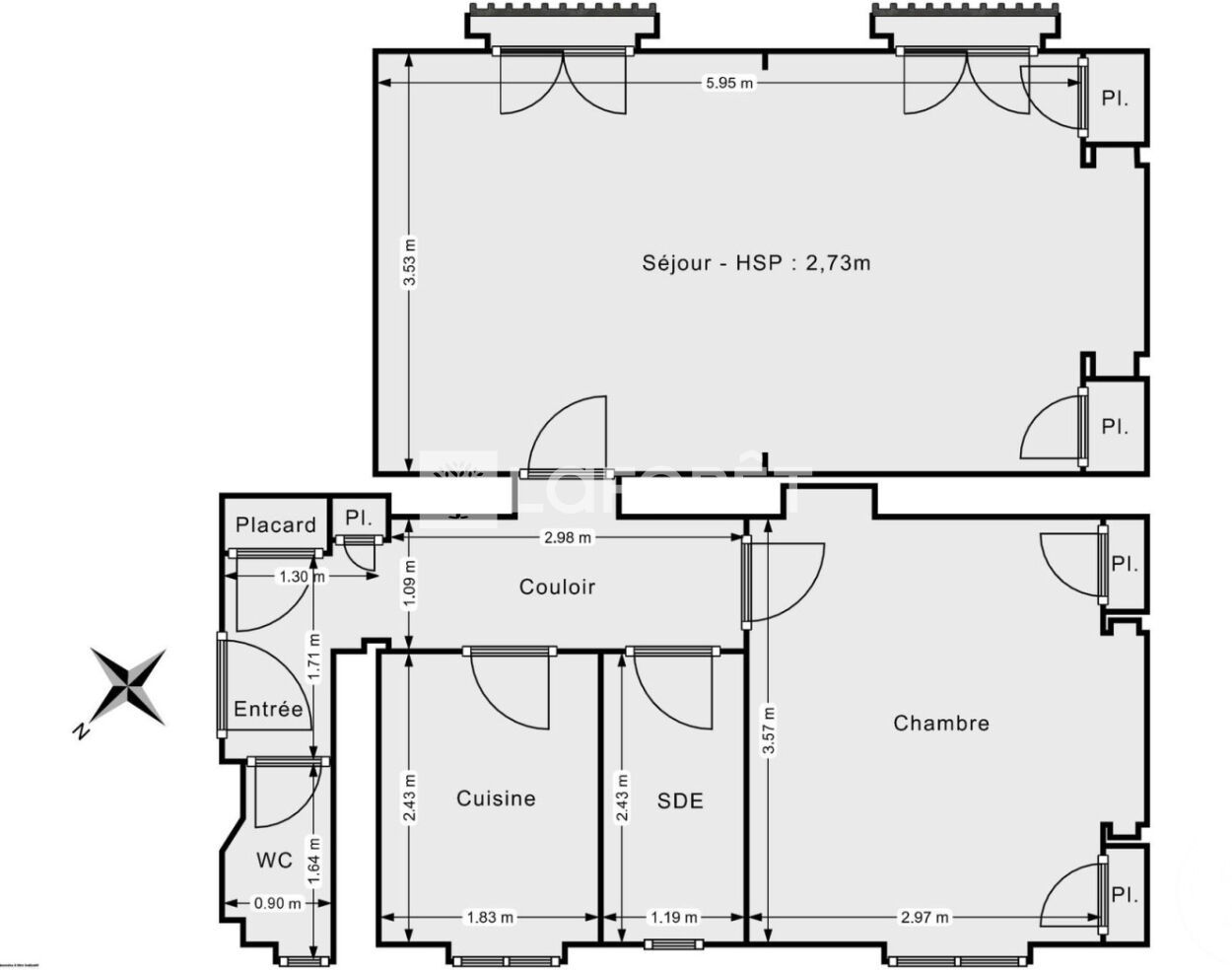 Appartement a vendre  - 3 pièce(s) - 50.62 m2 - Surfyn