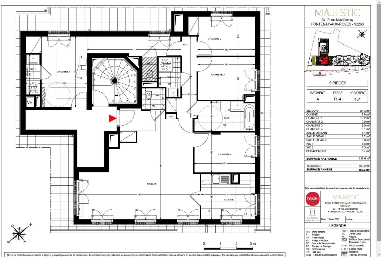 Appartement a louer fontenay-aux-roses - 5 pièce(s) - 114 m2 - Surfyn