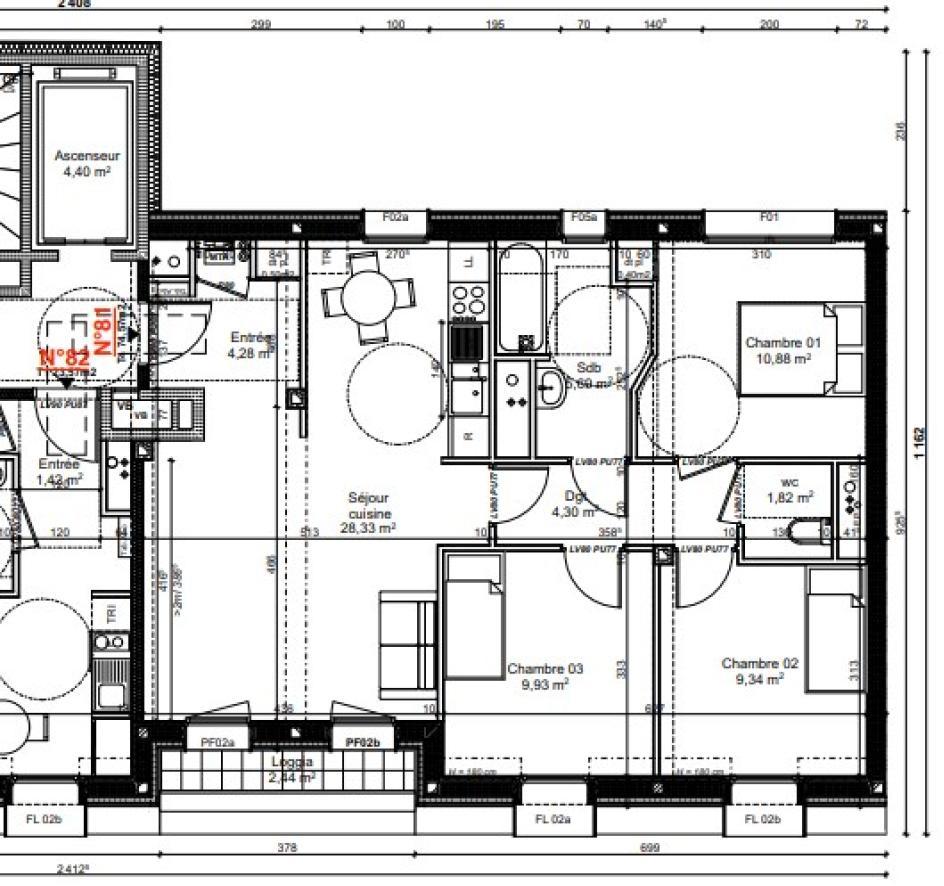 Appartement a louer paris-19e-arrondissement - 4 pièce(s) - 75 m2 - Surfyn