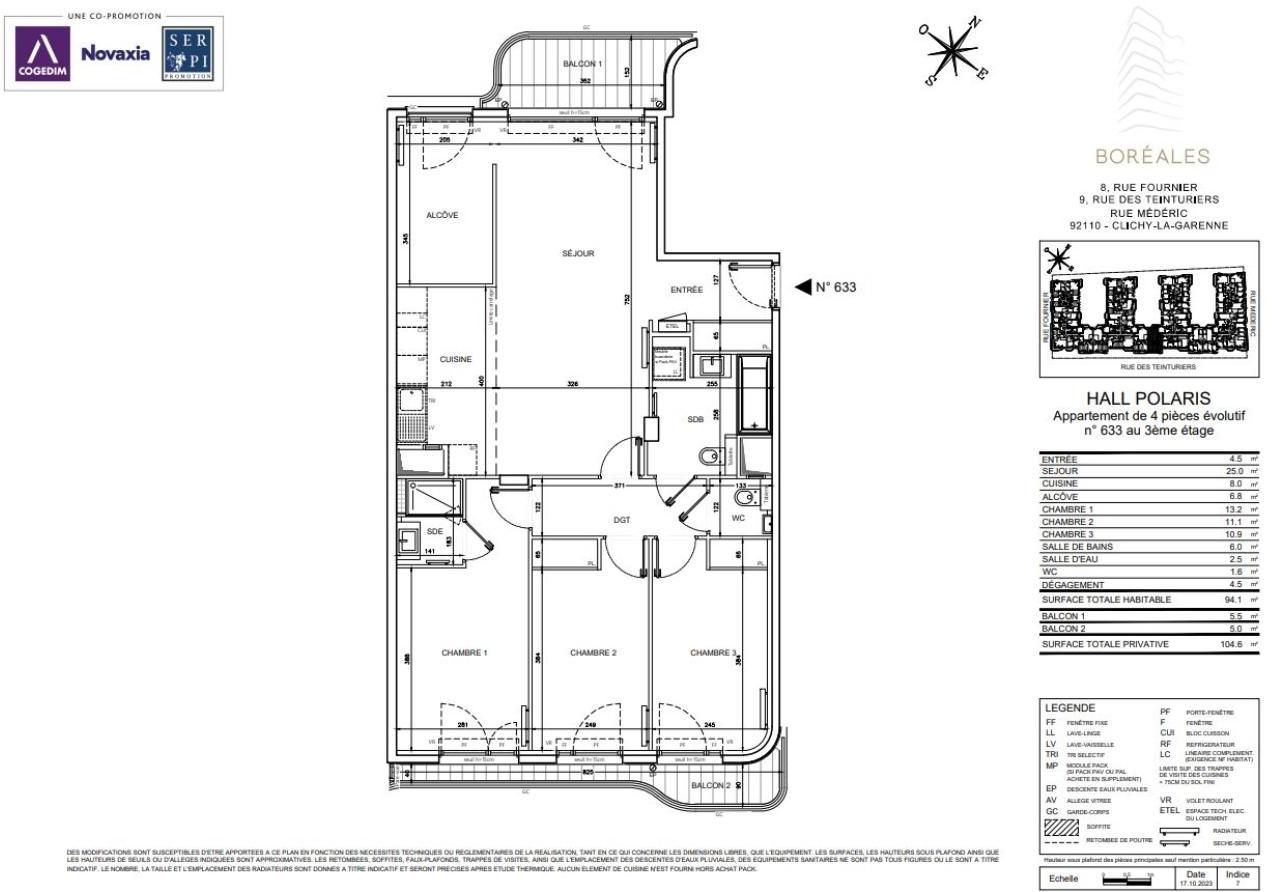 Appartement a louer clichy - 4 pièce(s) - 94 m2 - Surfyn