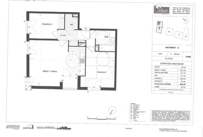 Appartement a louer asnieres-sur-seine - 3 pièce(s) - 59.9 m2 - Surfyn