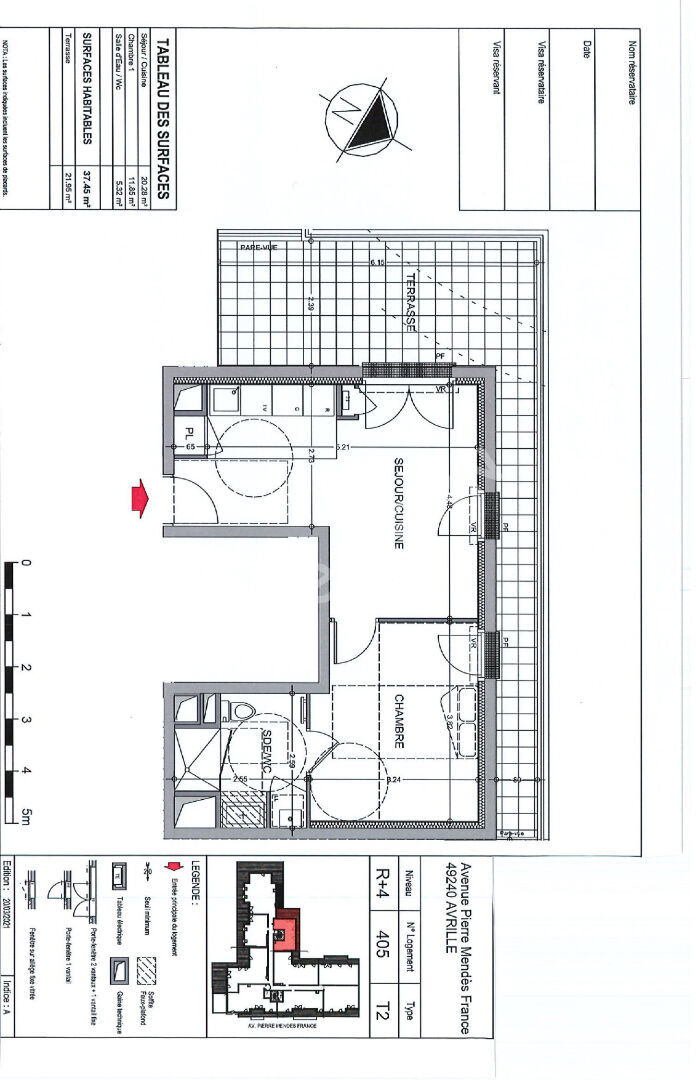 Appartement 2 pièces 37 m² avrille