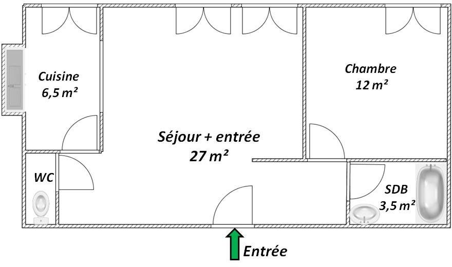Appartement 2 pièces 50 m² Suresnes